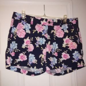 Old Navy navy floral print flat front shorts